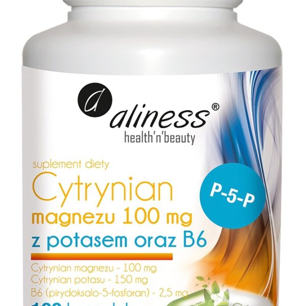 Cytrynian Magnezu 100 mg z potasem 150 mg oraz B6 (P-5-P) x 100 VEGE kaps.