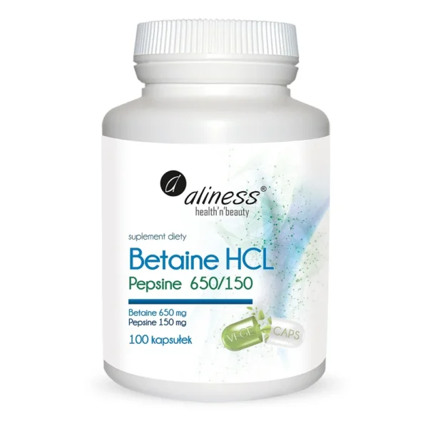 Betaina HCL z Pepsyną 650/150 x 100 VEGE kaps.