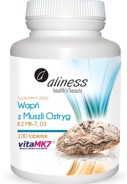 Wapń z muszli ostryg z K2 MK7 i D3 x100 tabletek
